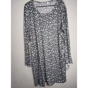 Charter Club Women's Soft Butter Knit Sleepshirt, Gray Leopard, XXL